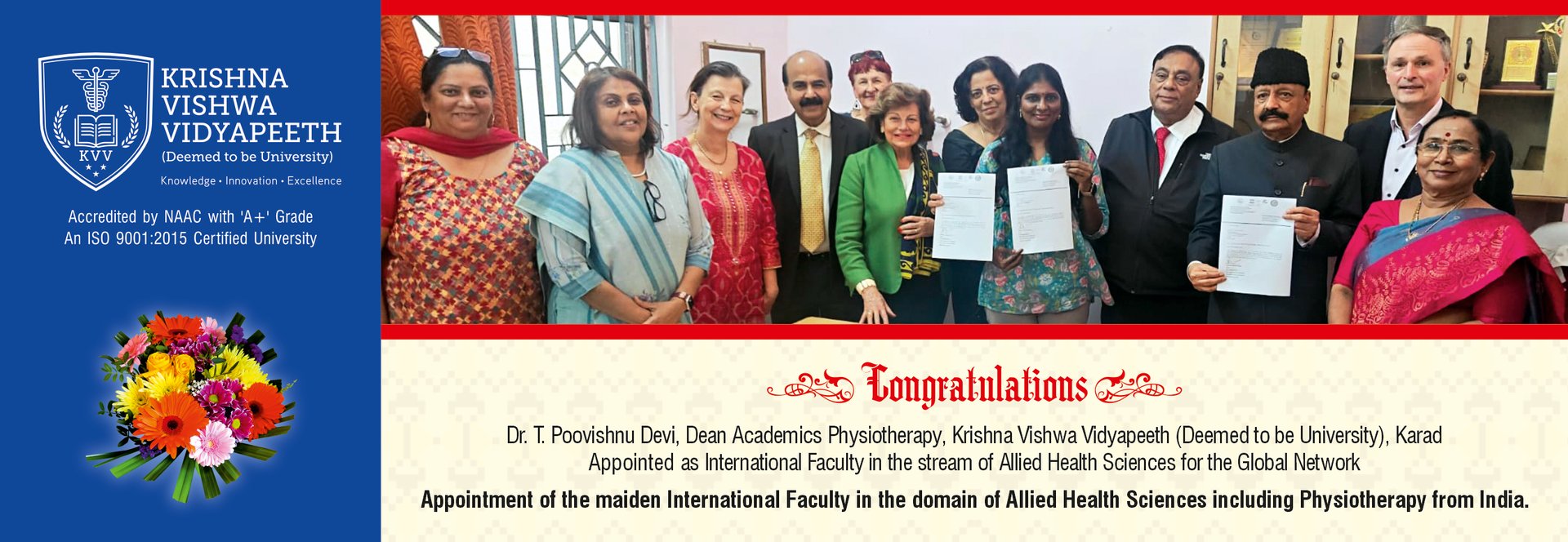 Dr. T. Poovishnu Devi appointed As International Faculty in the stream of Allied Health Sciences for the Global Network